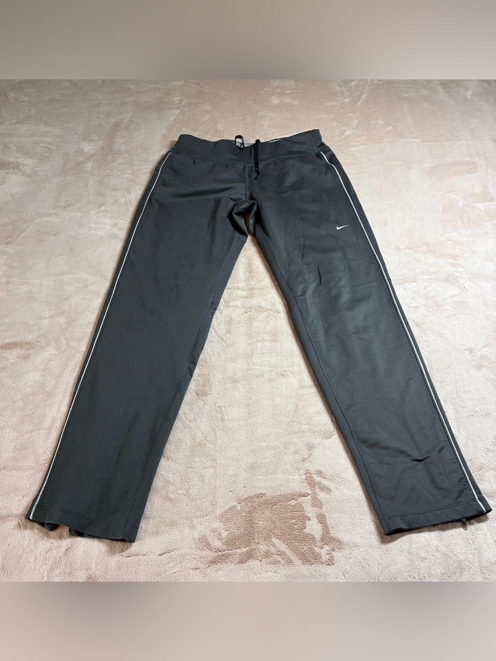 Women's Nike Dri-FIT Running Pants Small Grey Reflective Ankle Zip Back Pocket